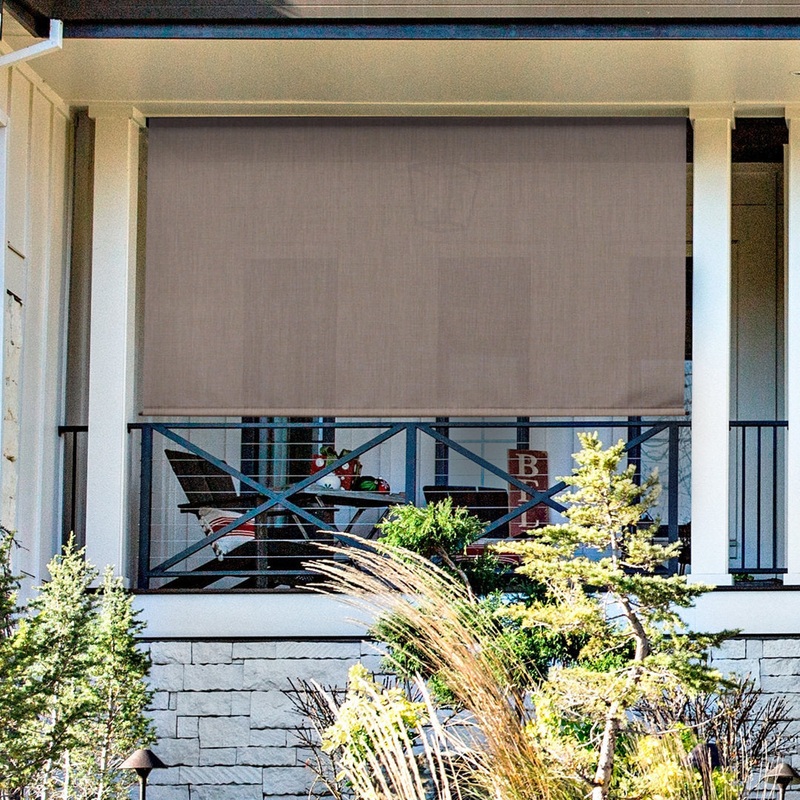 Hillhouse Semi-Sheer Outdoor Roller Shade Symple Stuff Color: Sandstone Blind Size: 84″W x 96″L