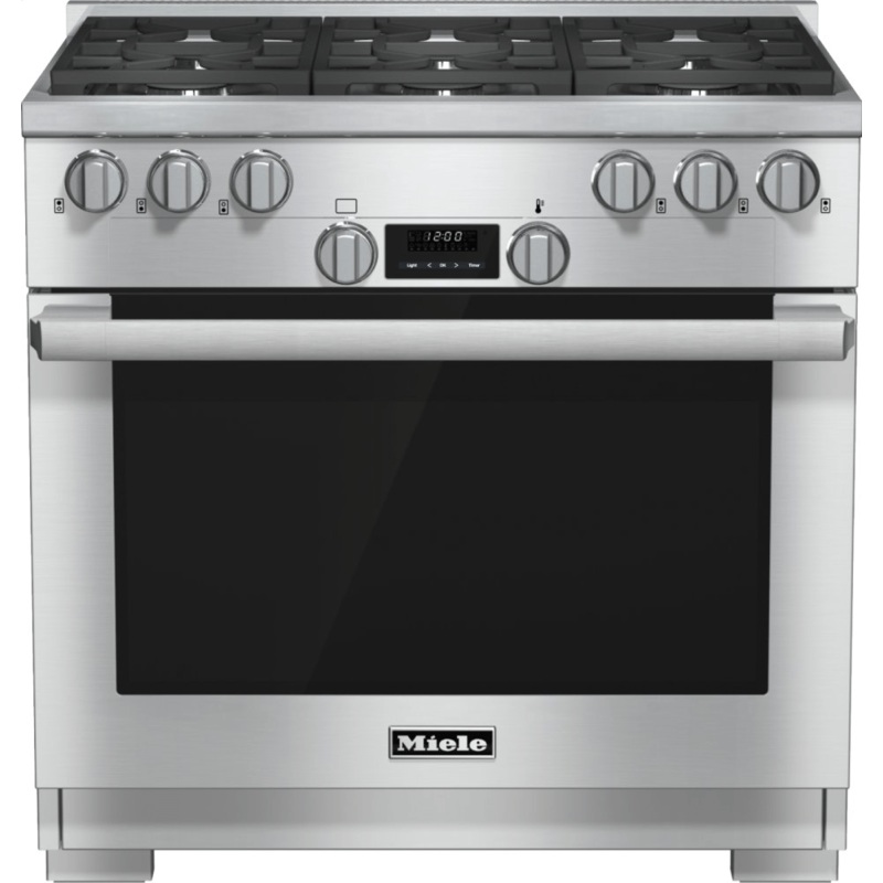 Miele HR11341GCLEANTOUCHSTEEL Hr 1134-1 G – 36 Inch Range All Gas With Directselect, Twin Convection Fans And M Pro Dual Stacked Burners