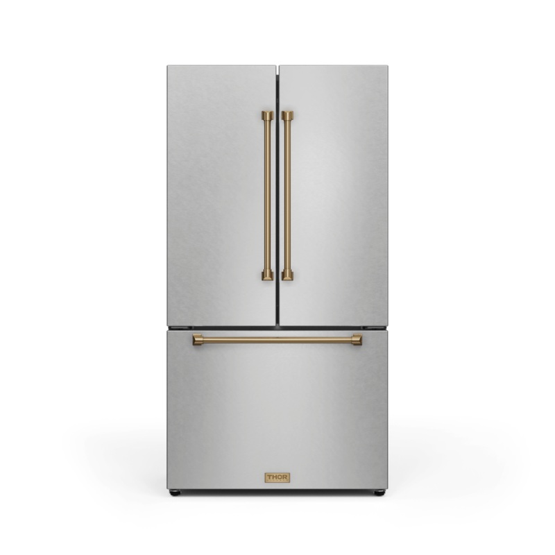 Thor Kitchen RF3621CTD99BRZ 36 Inch 20.3 Cu Ft French Door Counter Depth Refrigerator With Ice Maker In Stainless Steel/Bronze Gordon Ramsay Series – Rf3621Ctd99-Brz