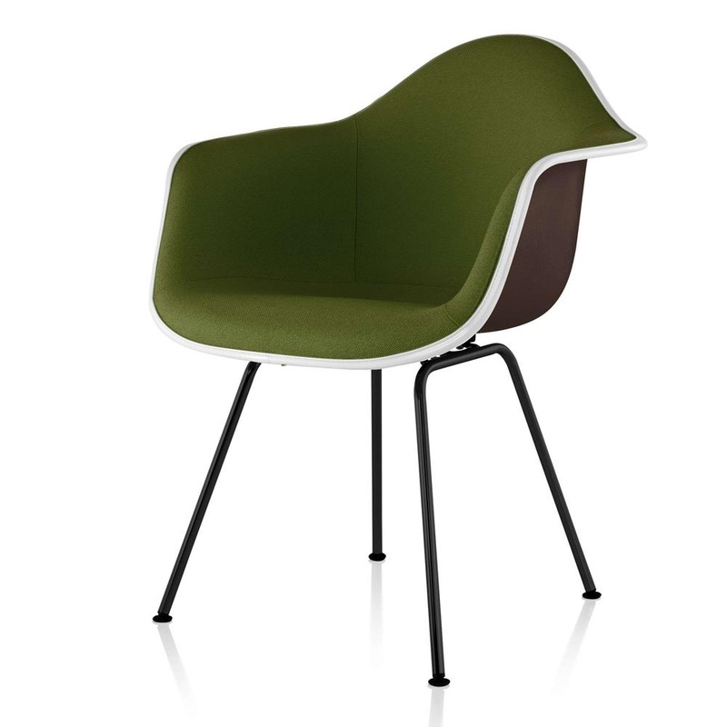 Eames Molded Fiberglass Upholstered Armchair with 4-Leg Base