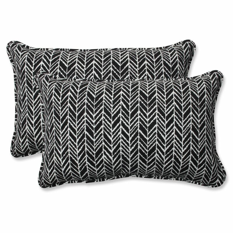 Herringbone IndoorOutdoor Lumbar Pillow With Insert-18.5″x11″