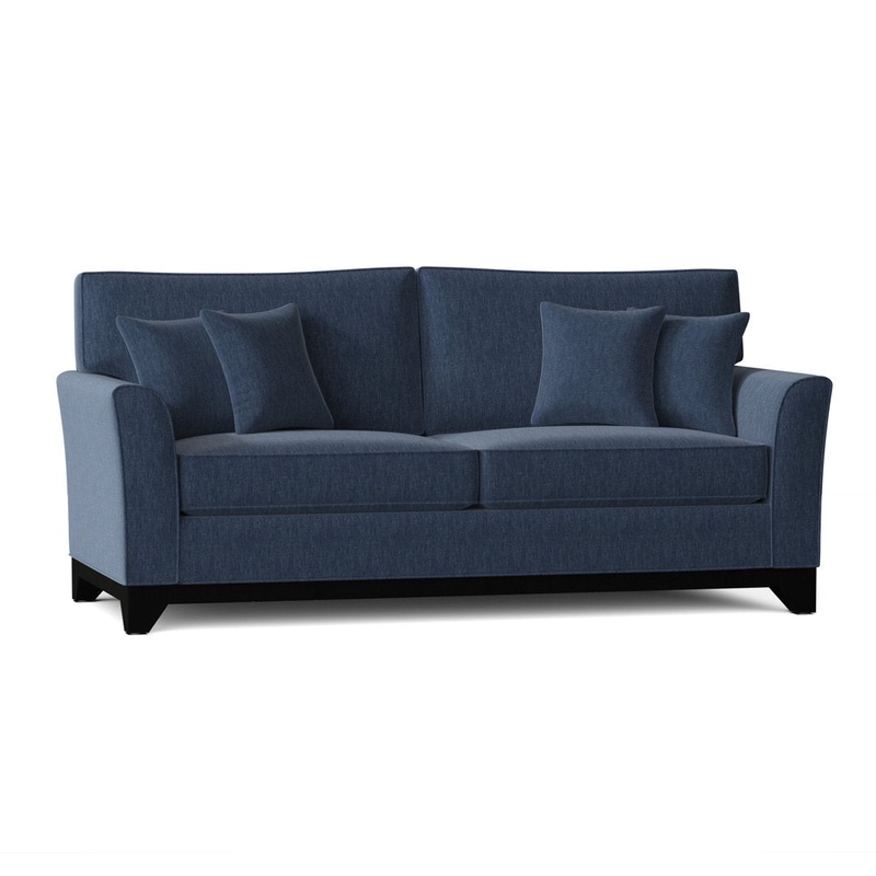 Lexi Flared Arm Sofa Poshbin Leg Color: Walnut Size: Standard Body Fabric: Key Denim