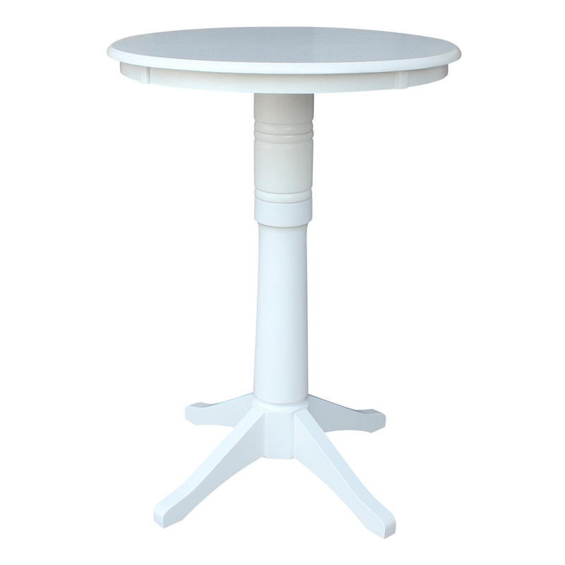 Billie Bar Height Solid Wood Pedestal Dining Table Lark Manor Color: White Size: 41.9″ H x 30″ L x 30″ W