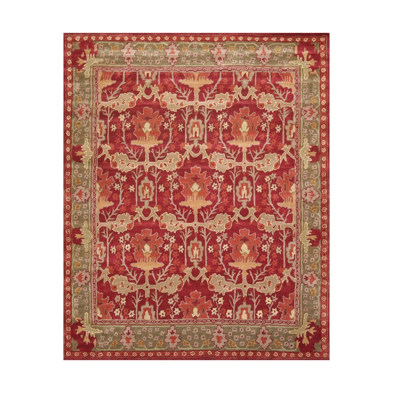 Handmade Tufted Wool Red/Green Area Rug Oriental Rug of Houston Rug Size: Rectangle 9’9” x 13’9”