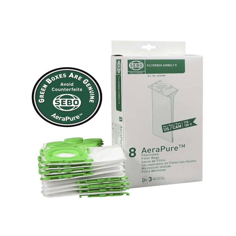 SEBO Airbelt K 3-ply Filter Bags – 216 pack