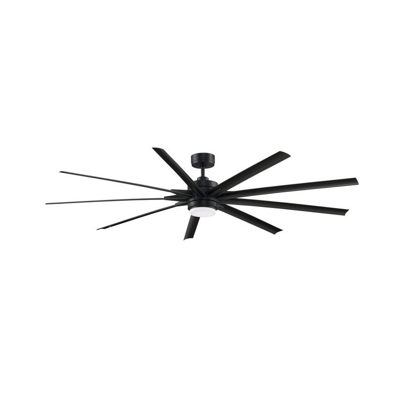 84″ Odyn 9 – Blade Outdoor LED Standard Ceiling Fan with Light Kit Included Fanimation Finish: Black