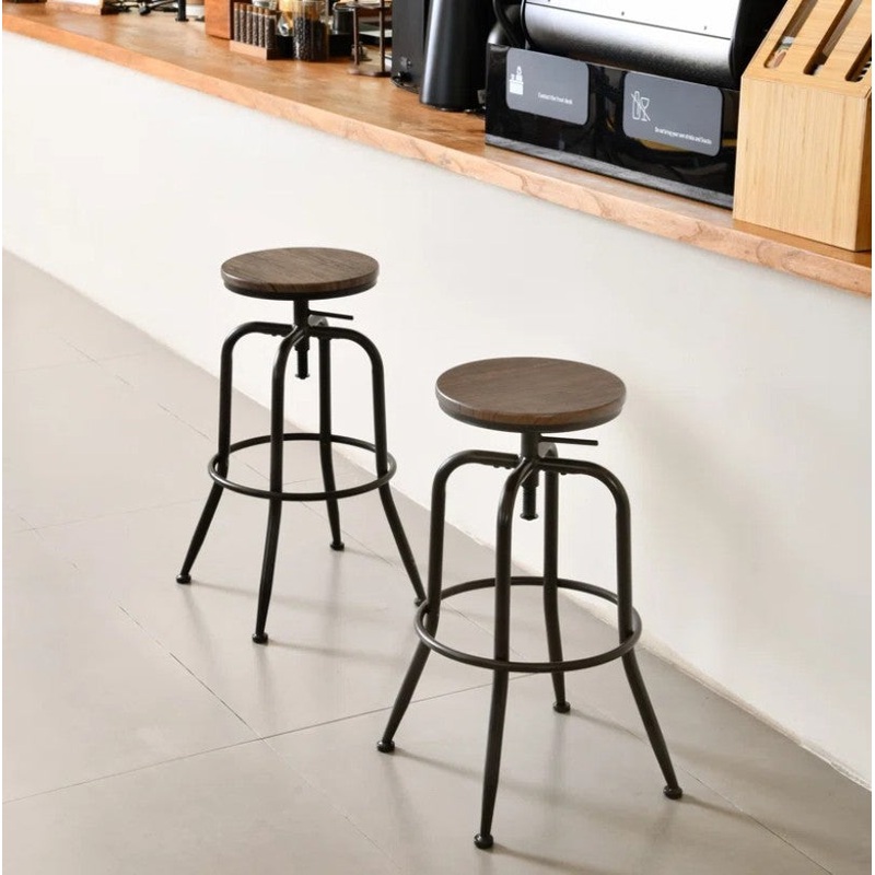 Grundy Swivel Adjustable Height Bar Stool Set of 2