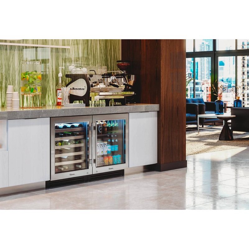 True Residential TUBADA24LGAO 24 Inch Overlay Glass Door Left Hinge Ada Height Undercounter Beverage Center