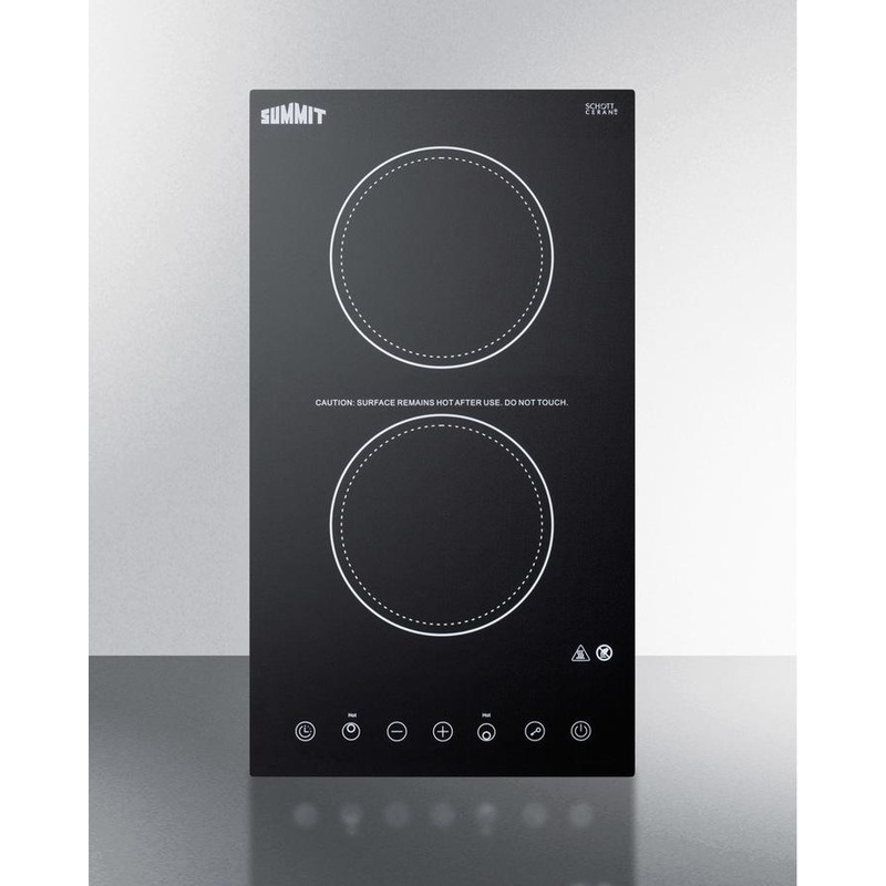 Summit CR2B15T1B 12″ Wide 115v 2-burner Radiant Cooktop