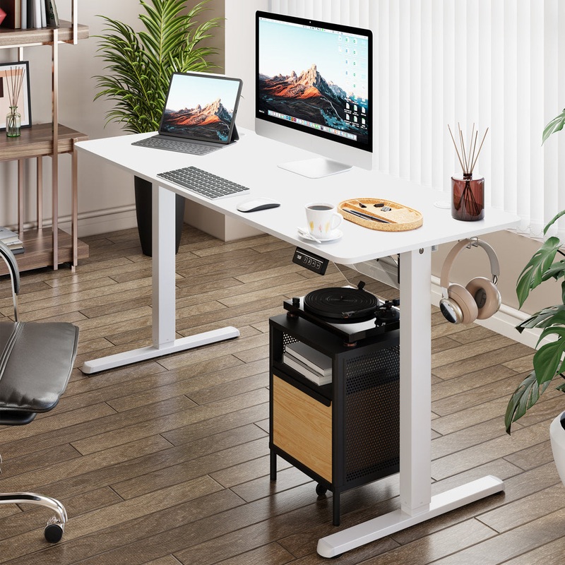 Gilman Electric Adjustable Height Standing Desk The Twillery Co. Color (Top/Frame): White/White Size: 27.5″ H x 55″ W x 24″ D