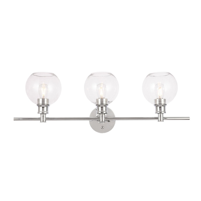 Drinkard 3-Light Dimmable Vanity Light Hashtag Home Shade Color: Clear Finish: Chrome