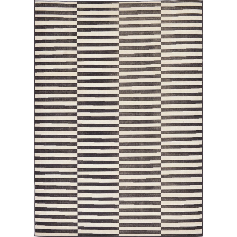 Arzilla Striped Ivory/Black Area Rug Wade Logan Rug Size: Rectangle 7’1″ x 10′