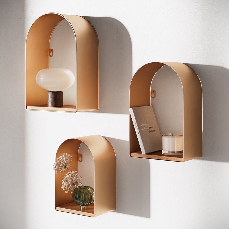 Aurelia Arch Metal Modern Wall Shelf Set Everly Quinn