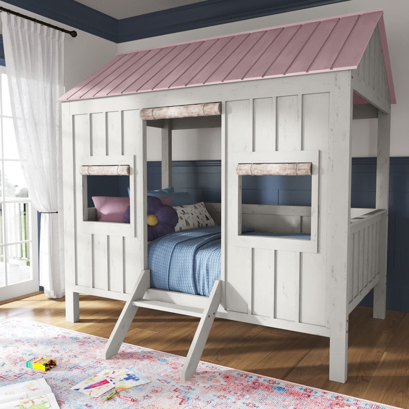 Diemer Full Canopy Standard Bed by Viv + Rae Viv + Rae Bed Frame Color: White/Pink