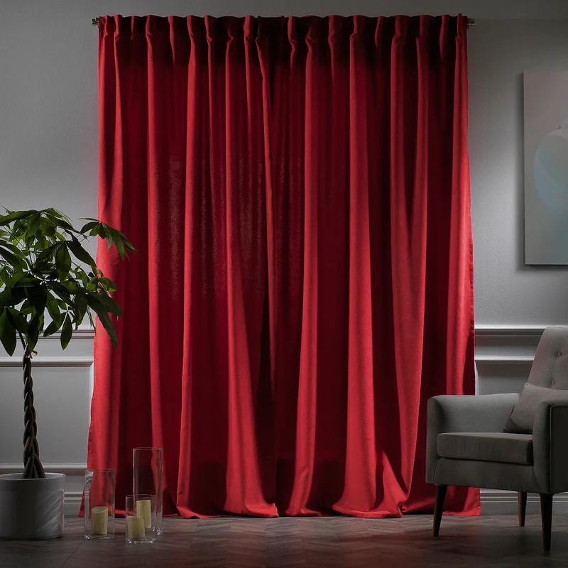 Extra wide x Extra Long Custom Made DecorativeSinglePanel Lilijan Home & Curtain Curtain Color: Red Size per Panel: 100″ W x 120″ L
