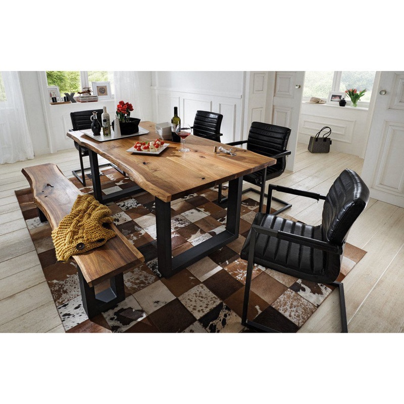 Lemay Iron Trestle Dining Table Union Rustic Size: 30″ H x 79″ L x 39″ W
