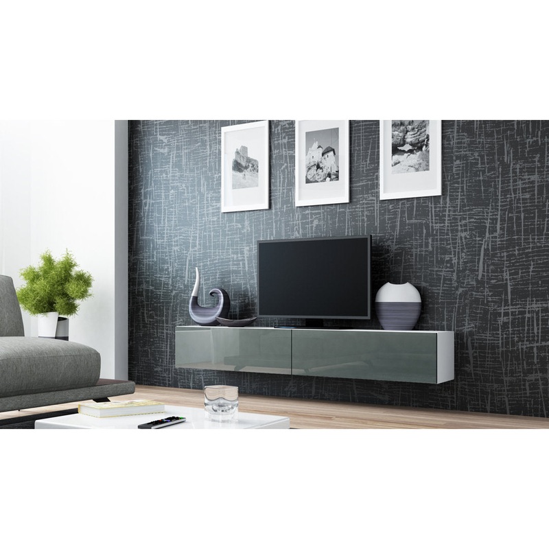 Lesterny Floating TV Stand for TVs up to 75″ Orren Ellis Color: White/Gray