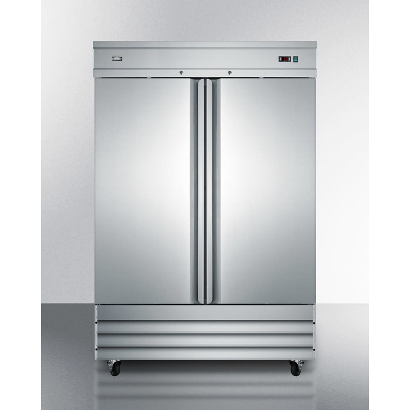 Summit SCFF496 Commercially Approved Frost-Free Reach-In Two-Door Freezer In Complete Stainless Steel; Replaces Scff495