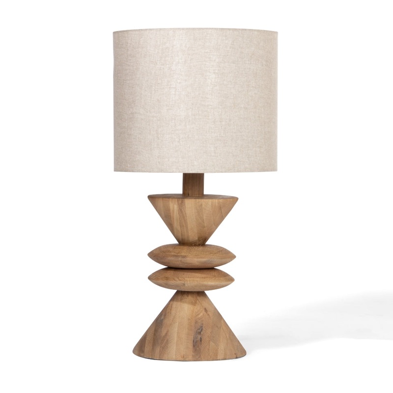 Sunset Grove Table Light – Artisanal Oak and Linen