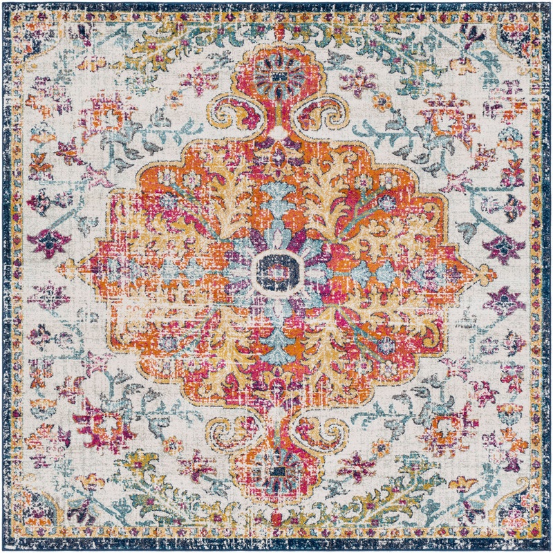 Hillsby Oriental Blue/Orange Area Rug Mistana Rug Size: Square 6’7″