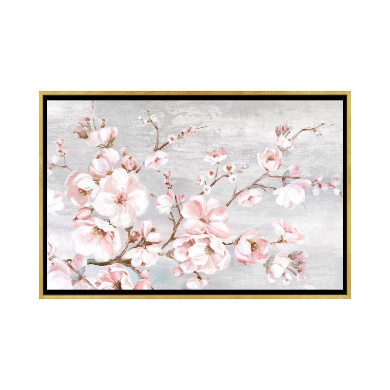 Spring Cherry Blossoms I by Eva Watts – Painting Print on Paper East Urban Home Mat Color: No Mat Size: 32” H x 48” W x 1.5” D Format: Gold Framed Canvas