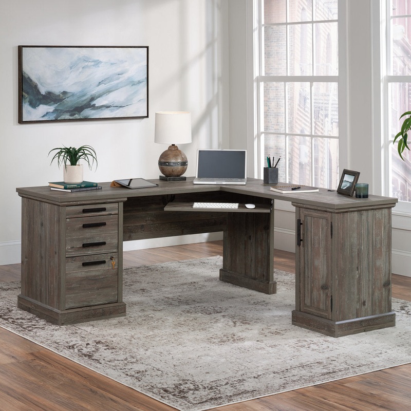 Aspen Post L-Shape Executive Desk Upper Square Color: Rustic Gray