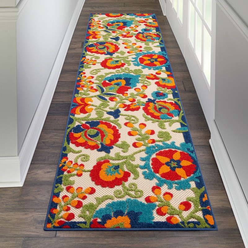 Bernia Floral Ivory/Red/Green Area Rug Wade Logan Rug Size: Runner 2’3″ x 8′
