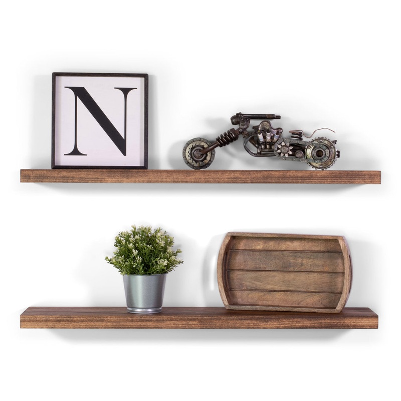 Bridgecliff 2 Piece Poplar Solid Wood Floating Shelf (Set of 2) Rosalind Wheeler Size: 1.38″ H x 36″ W x 10″ D Finish: Buckskin