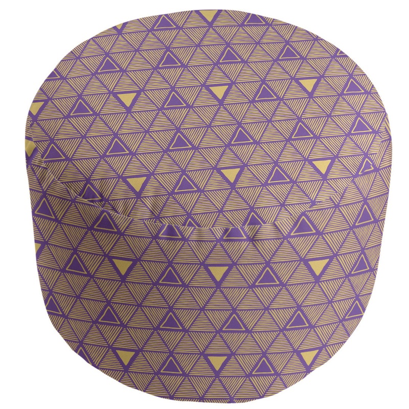 Full Color Hand Drawn Triangles Pouf East Urban Home Upholstery Color: Purple/Yellow