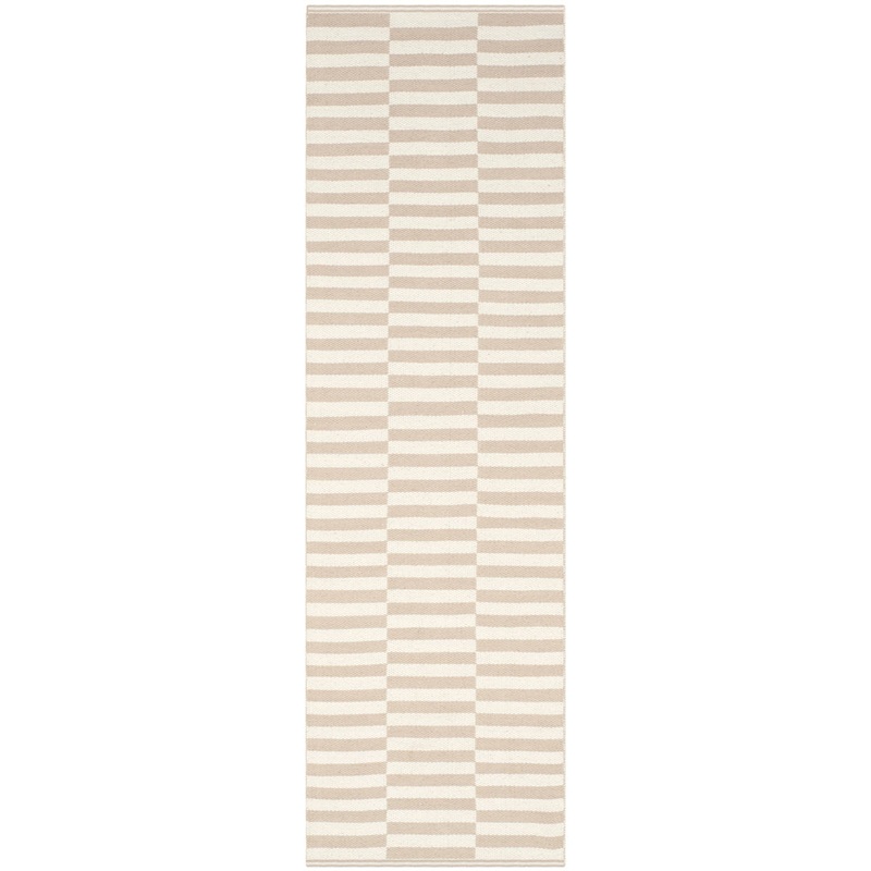 Ilona Striped Hand Loomed Cotton Area Rug in Ivory/Light Gray Birch Lane Rug Size: Runner 2’3″ x 9′
