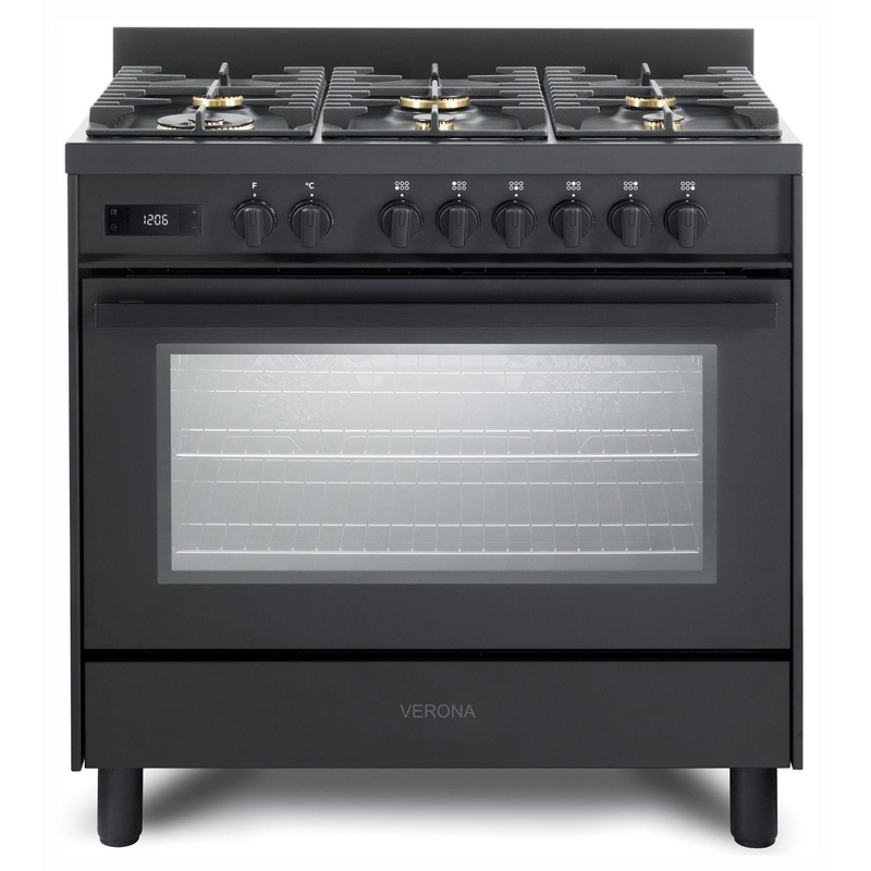 Verona VMFSGE365EE Verona Ult Midnight 36″ Dual Fuel Range – Full Black