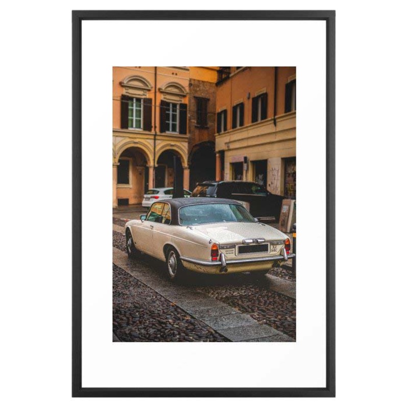 vintage jaguar car background Framed Art Print 24″x36″