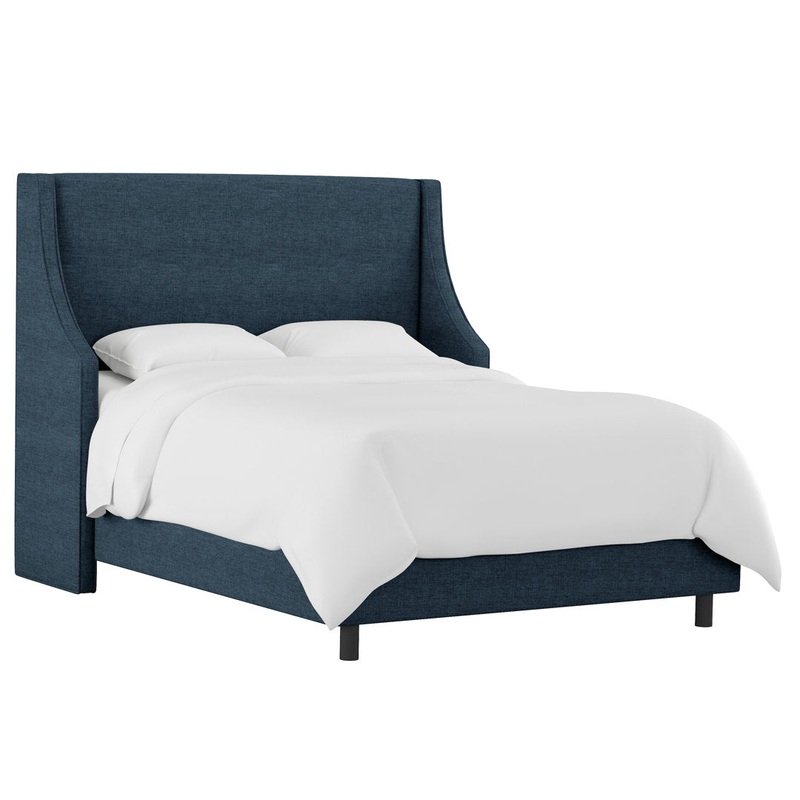 Bernadine Upholstered Low Profile Standard Bed Mercury Row Color: Zuma Navy Textured Linen Size: California King