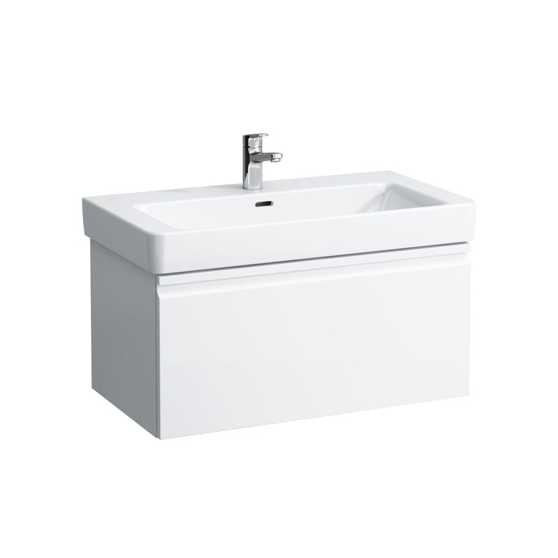 Laufen Pro S 33.5″ White Rectangle Wall Mount Floating Vanity Sink with Storage