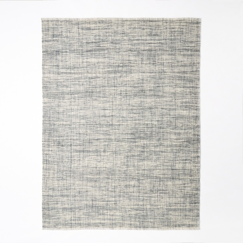Mid-Century Heathered Basketweave Wool Rug