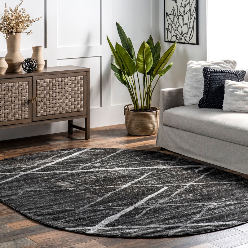 Amiia Abstract Power Loom Performance Dark Gray Rug Wrought Studio Rug Size: Oval 5′ x 8′