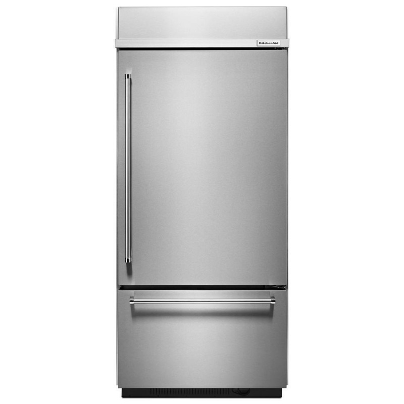 Kitchenaid KBBR306ESS 20.9 Cu. Ft. 36″ Width Built-In Stainless Bottom Mount Refrigerator with Platinum Interior Design