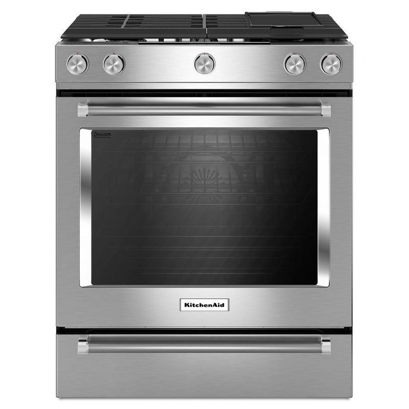 Kitchenaid KSGB900ESS 30-Inch 5 Burner Gas Convection Slide-In Range with Baking Drawer