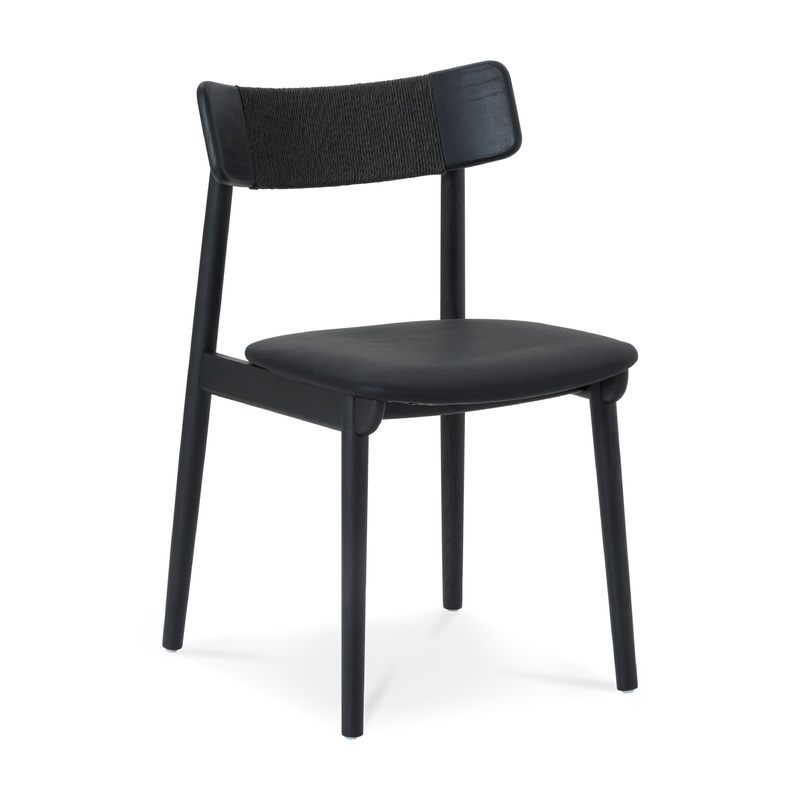 Sleek Scandinavian-Inspired Oak & Leather Dining Chair – Charcoal