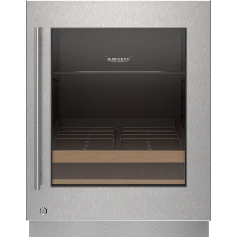 Sub-Zero 9029181 Stainless Steel Glass Door Panel With Lock – Tubular Handle, Right Hinge