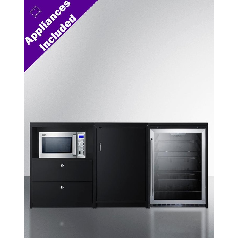 Summit CWSUITE74G 74″ Wide Casework Suite With Beverage Center and Microwave, ADA Height