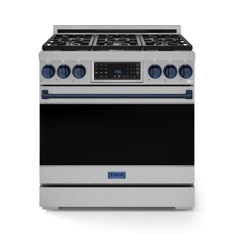 Thor Kitchen RSG36LPBLU 36 Inch Professional Lp Range With Tilt Panel Touch Control In Stainless Steel/Blue Gordon Ramsay Series – Rsg36Lp-Blu