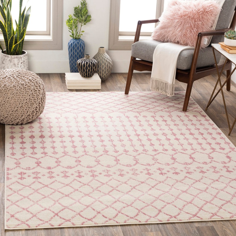 Amilla Geometric Pale Pink/Cream Area Rug Langley Street Rug Size: Rectangle 8’10” x 12′