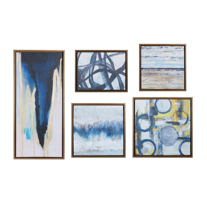 Fohoren Blue Bliss Abstract 5-piece Gallery Framed Canvas Wall Art Set Wade Logan