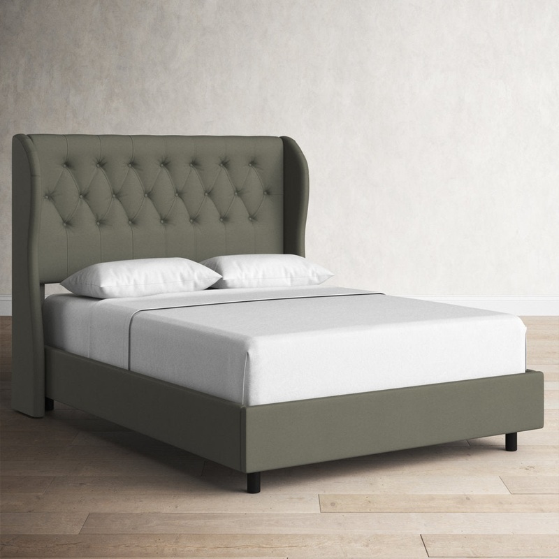 Knaresborough Tufted Upholstered Low Profile Standard Bed Greyleigh Size: Queen Body Fabric: Grey Twill