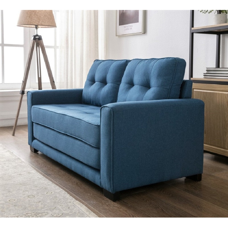 Lizeth 58″ Linen Square Arm Sofa Bed Ebern Designs Upholstery: Ocean Blue