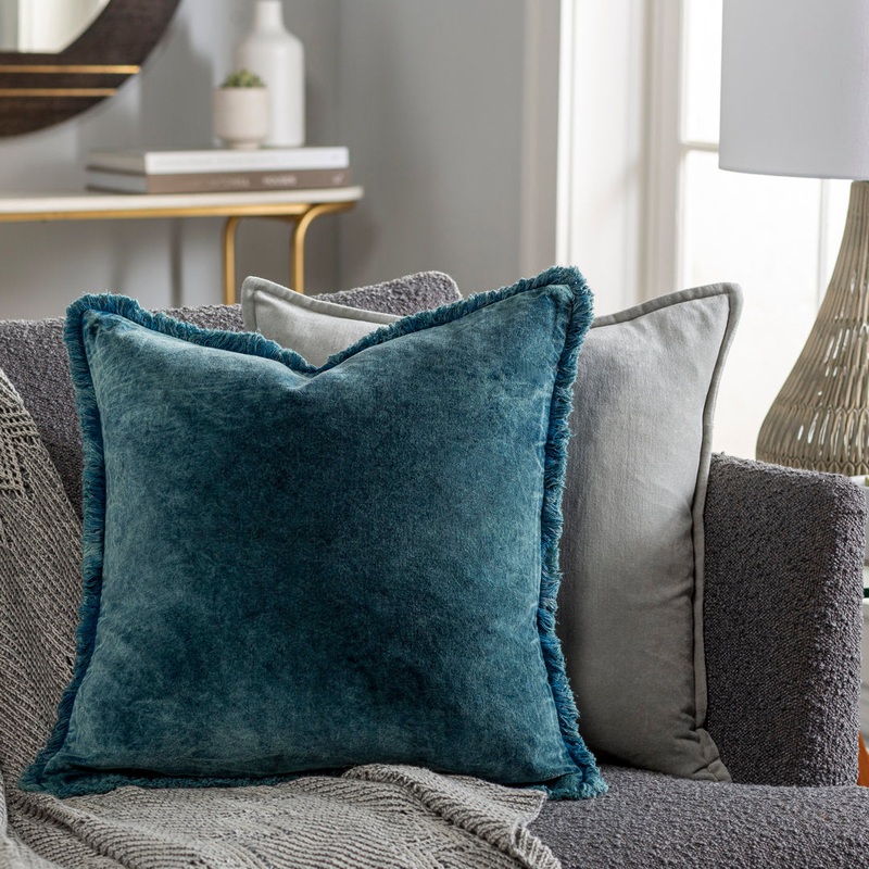 Steph Square Cotton Pillow Birch Lane Color: Denim Size: 18″ x  18″
