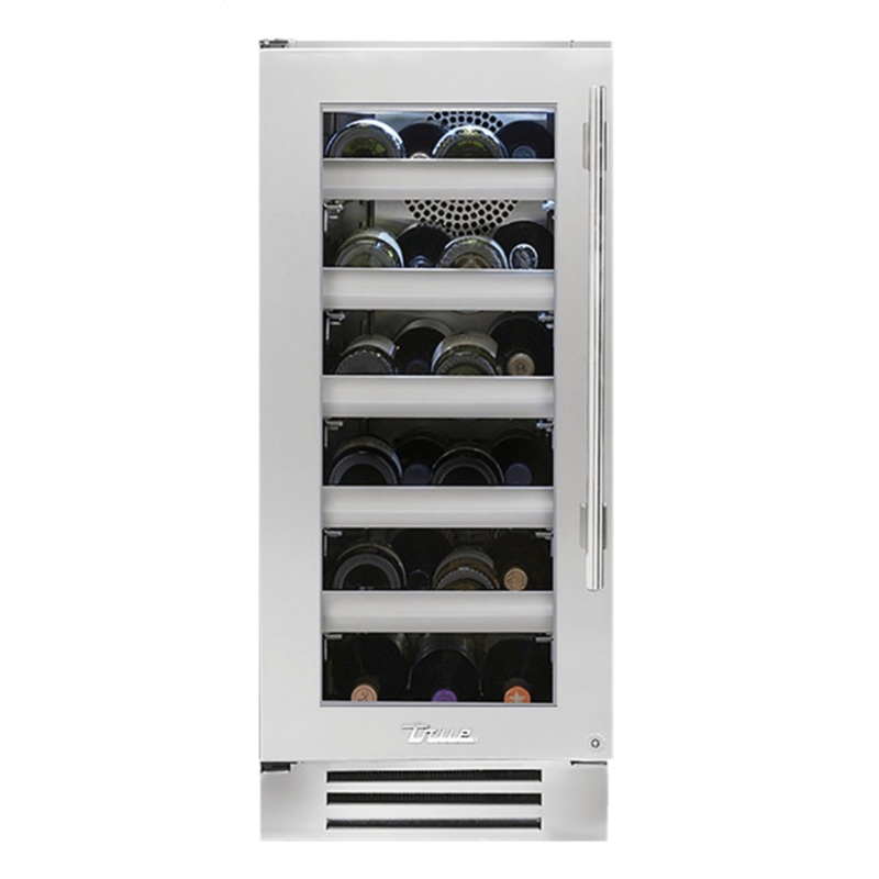 True Residential TWC15LSGC 15 Inch Single Zone Stainless Glass Door Left Hinge Undercounter Wine Cabinet