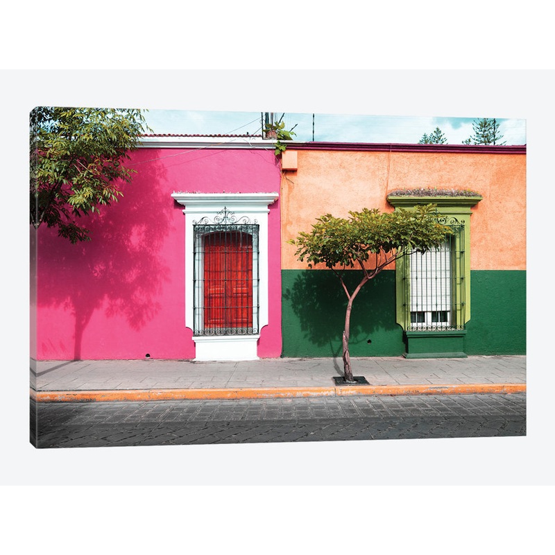 Viva Mexico! Series: Mexican Colorful Facades’ Photographic Print on Canvas East Urban Home Mat Color: No Mat Size: 12″ H x 18″ W x 1.5″ D Format: Wrapped Canvas
