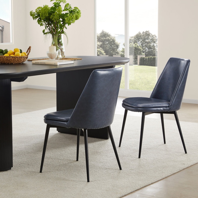 Betzalel Upholstered Parsons Chair (Set of 2) Wade Logan Upholstery Color: Navy